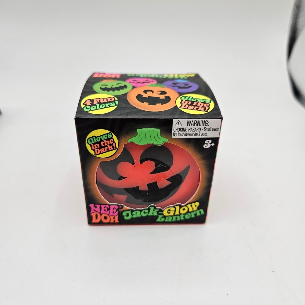 Schylling NeeDoh Jack-Glow Lantern Halloween Pumpkin Glow in the Dark Fidget Toy